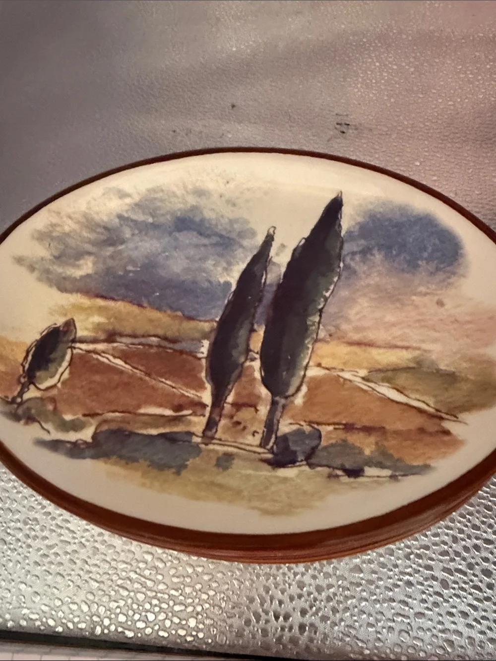 Vintage Hand-Painted Italian countryside Salad Plates - Set of 4